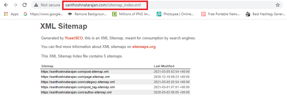 sitemap xml view uploaded